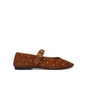 Tommy Hilfiger Balerinke Th Buckle Suede Stud Ballerina FW0FW09666 Rjava