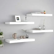 shumee vidaXL Stenske police, 4 kosi, bele, 50 x 23 x 3,8 cm, MDF