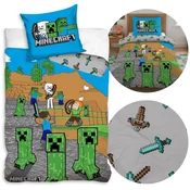 sarcia.eu Minecraft Obratna otroška posteljnina z zadrgo, posteljnina za igralce, 100% bombaž 140x200cm+70x90cm OEKO-TEX