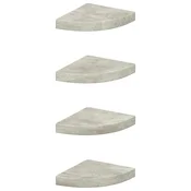 Vidaxl Kotne stenske police 4 kosi betonsko sive 25x25x3,8 cm MDF
