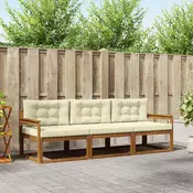 Set vanjskih sofa s jastukom 3 pcs Prirodna i krem