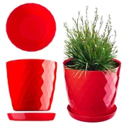 KADAX Plastični cvetlični lonec s stojalom, rdeč, premer 25 cm