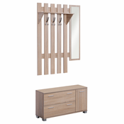 HOMCOM HOMCOM Komplet pohištva za garderobo 3 v 1 s ogledalom in omaro za čevlje iz ivernih plošč 90 x 21.5 x 116 cm hrast, (20710829)