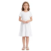 Dekliška elegantna obleka midi A-kroja za posebne priložnosti, bela, za 2 leti, premium tkanina, zračna, neprosojna, zadrga na hrbtu, za poroke, krst, praznike