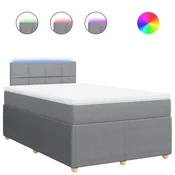 Vidaxl Boxspring postelja z vzmetnico svetlo siva 120x190 cm blago