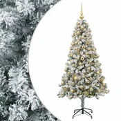 Vidaxl Umjetno božično drevo z okrasnimi kroglami 180 cm 300 LED