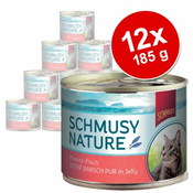 12x185g Schmusy Nature ribe za mačke - Čisti rdeči ostriž