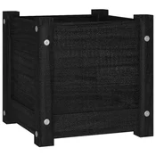 Vidaxl Vrtno cvetlično korito črno 31x31x31 cm trdna borovina