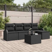 Set sofe s jastukom s pohranom 6 pcs Crna poliratan