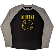 Nirvana Yellow Happy Face Raglan Black & Grey XL Majica