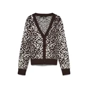 VERO MODA Pletena jopa VMARIA temno rjava / naravno bela
