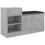 Vidaxl Klop za čevlje betonsko siva 94,5x31x57 cm inženirski les