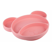 Canpol babies djecji podijeljeni tanjur s vakuumskom cašicom, silikon, roza