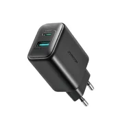 Joyroom Stenski polnilnik USB-C in USB-A 25W SFC PPS PD - črn
