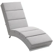 HOMCOM Ergonomski ležalnik z visokim naslonom iz tkanine, 160.5x60.5x93 cm sprostitveni ležalnik z jeklenimi nogami in debelim oblazinjenjem za dnevno sobo, salon in spalnico, svetlo siva