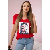Womens graphic blouse red