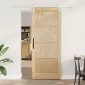 vidaXL Drsna vrata Naravna in bela 86 x 211 cm Trdna borovina