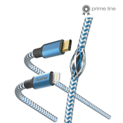 HAMA odsevni polnilni kabel, USB-C - Lightning, 1,5 m, najlon, modra