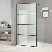 vidaXL Pregrada za tuš črna 100x195 cm motno ESG steklo