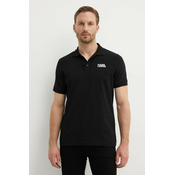 Polo majica Karl Lagerfeld za muškarce, boja: crna, s tiskom, 543235.745088