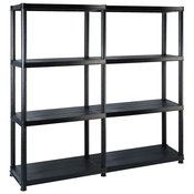 vidaXL Regal s policami 4-nadstropni črn 122×30,5×130 cm plastika