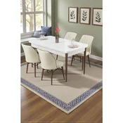 Hanah Home trpezarijski set Radde, sto i 4 stolice, bela ploca, noge boje oraha, krem tkanina Babyface