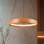 Trio Lighting LED viseča svetilka Lynwood, O 50 cm, barva lesa, les, z možnostjo zatemnitve - Dnevna soba/jedilnica