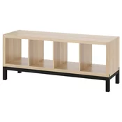 KALLAX Spojene police s podokvirom, belo b. im. hrastovine/crna, 147x59 cm