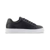 Armani Exchange za ženske. XW000295AF11912UC001 Črne usnjene superge (40), Črna, Ravna stran, Čipke, Priložnostno