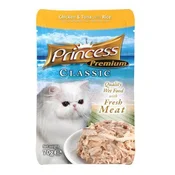 PRINCESS Cat PREMIUM vrečka - PIŠČANEC, TUNA, RIŽ 70g