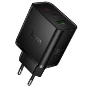 Hoco polnilec adapter N75 GaN PD 65W 1x USB A in 2x Type C za Samsung, Apple - črn