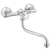 Zidna slavina - baterija topla / hladna za lavabo Rucno - Dugme Rosan A73206