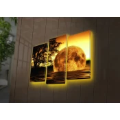 Wallity Slika na platnu iz 3 dela sa LED osvetljenjem