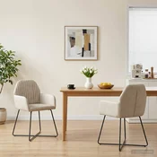 vidaXL Jedilni stoli 2 pcs Žamet Krem 55 x 50 x 84 cm