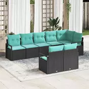 vidaXL vidaXL Kavčna garnitura 8 pcs Črna poli ratan, (5000154454)