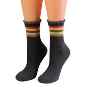 Sokisahtel Nogavice CAROLE cotton socks with glitter temno siva