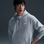 Nike Club Mens Full-Zip Fleece Hoodie - Grey - Cotton/Polyester