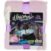 Teddies Odeja Unicorn glow in the dark pliš 130x150cm roza