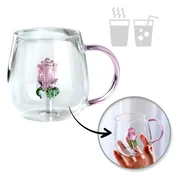 shumee Kozarec s steklenim tulipanom v notranjosti, roza ročaj, 400 ml - SZK129