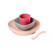 Beaba Silikonski Set za Jelo 4-djelni Pink