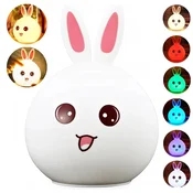Otroška nočna svetilka RABBIT LED za spalnico USB VEČBARVNA silikonska