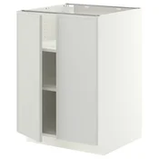 METOD Podni element s policama/2vrata, bijela/Aspudden svijetlo siva, 60x60 cm