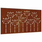 Vidaxl Vrtna stenska dekoracija 105x55 cm corten jeklo cvetlice