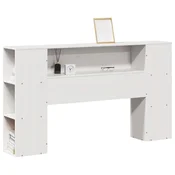 Vidaxl Vzglavje s predelki bela 150 cm trdna borovina