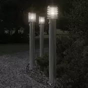 Vanjske podne svjetiljke sa senzorima 3 kom srebrne 110cm celik