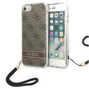 Guess ovitek za iPhone SE 2022/SE 2020/7/8, rjav, 4G Print Strap