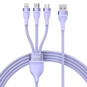 Polnilni in podatkovni 100W USB-A v USB-C, Lightning, Micro-USB kabel Baseus Flash Series 2 - 480Mbps - 1.2m - purple
