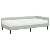 Kutni krevetni okvir s madracem 2 kom. Svjetlosiva 90 x 200 cm