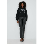 Bombažen pulover Pinko ženski, črna barva, 103631 A1XE