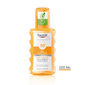 Eucerin Sun Oil Control Dry Touch Transparent Spray SPF50+ vodoodporen transparentni sprej za zaščito pred soncem 200 ml